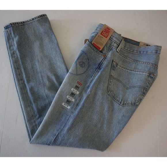Levi’s 501 Men Sz 34x32 Blue When In Rome Originals Straight-Leg Denim Jeans - Picture 9 of 11